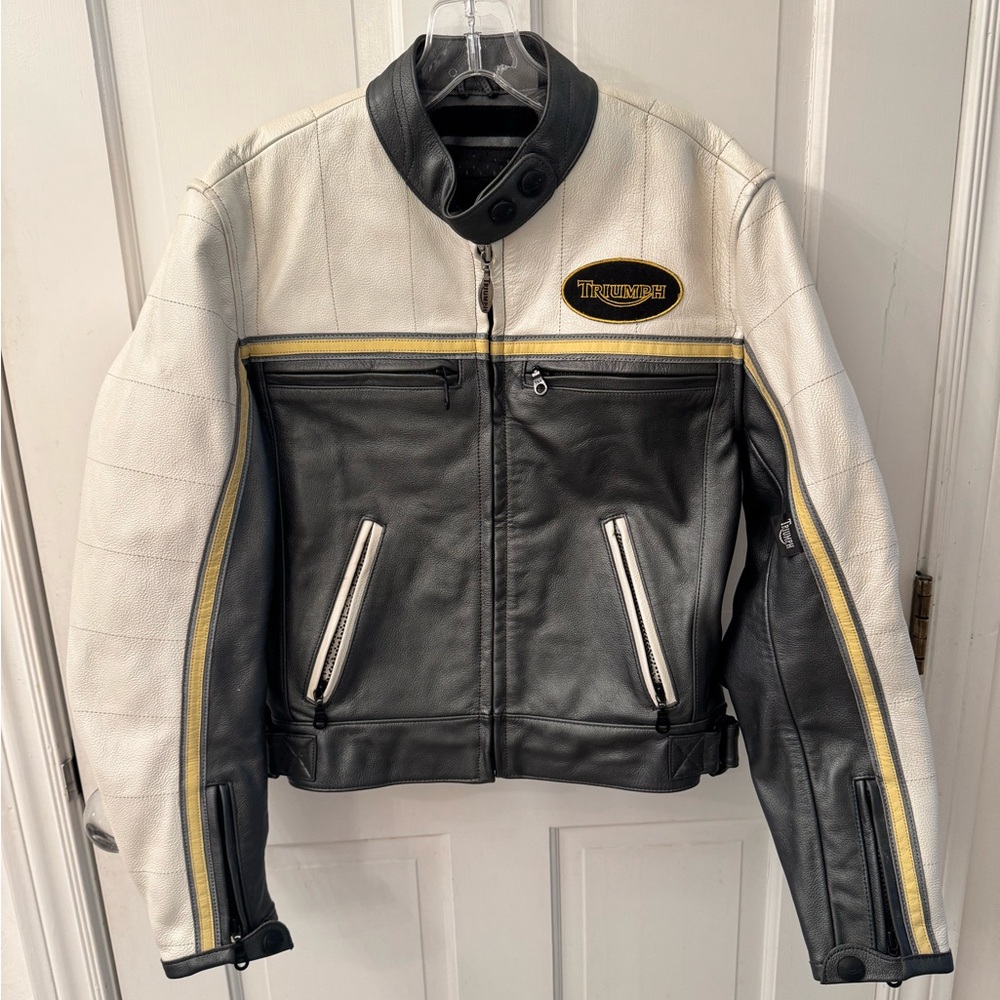 Triumph Motorcycles Two-Tone Leather Riding Jacket Size S